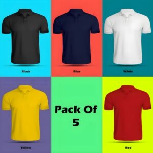 RebelBoat Combo Plain Polo T-Shirt (Pack Of 5)